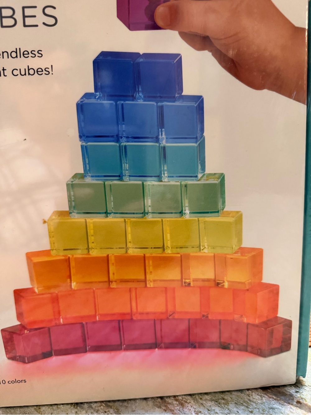 Rainbow Crystal Cubes - Colorful Translucent Stacking Set - Picture 7 of 7